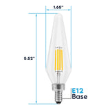 LUXRITE E12 Candelabra LED Light Bulbs 60 Watt Equivalent, 2700K Warm White, Enclosed Fixture Rated, Dimmable Chandelier Light Bulbs, 4.5W, 500 Lumens, HX10.5 Glass, Wet Rated, UL Certified (24 Pack)