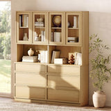WAMPAT Modern 72" Tall Bookshelf with 6 Drawers and Book Shelves