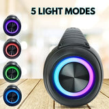 Dolphin LX-220 Boombox Bluetooth Speaker | Loud & Crisp Sound - IPX5 Waterproof with Long-Lasting Battery & Party Ring Lights for Gym, Outdoors, Shower, Beach, Pool, Portable, Rechargeable