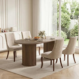 71" Kitchen Dining Table 5 Piece Set with Velvet Upholstered Chairs