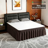 ANARACHON Full Bed Skirt, Elastic Wrap Around Bed Skirt Full Size, Bed Skirts for Adjustable Bed, Easy Fit with 18" Drop Length Tailored Drop Dust Ruffle (Brwon)