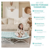 Regalo My Cot® Portable Toddler Bed with Fitted Sheet, Foldable Kids Travel Bed & Camping Cot, Includes Washable Quilted Sheet, 48” x 24.5” x 9”, Seafoam