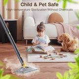 ScrubWiz Steam Mop with Detachable Handheld Steam Cleaner, 10-in-1 Multi Accessories, Quick 10s Heat, 350ml and 2-Level Steamer for Cleaning Floor, Carpet, BBQ Grill, Tile, and Grout, Gray