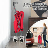 Goplus Folding Shopping Cart with Wheels, Grocery Cart with Removable Oxford Cloth Liner