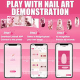 Nail Printer Nail Art Machine,Portable 3D Fingernail Printer Machine 2026 New,1000+ Designs,DIY Nail Printer Control Through Mobile App for Home Salon