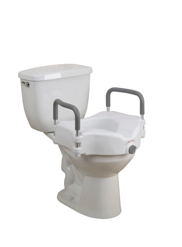 1 Raised Toilet Seat with Removable Padded Arms, Standard Seat Drive Medical