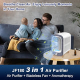 Jafanda Air Purifier for Home Bedroom 780sq ft, HEPA & Activated Carbon, Air Cleaner with Fragrance Sponge & Nightlight, Grey