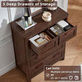 Joaxswe Farmhouse Dresser and Nightstand Sets 4 Piece, Walnut