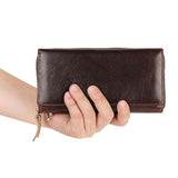 Genuine Leather Wallet Man Large Capacity Functional Handbag Oil Wax Bag Purse Pocketbook Billfold Moneybag
