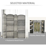 Room Divider, 6 Ft 6 Panel Folding Privacy Screen, Hand-Woven PP Wall Partition with Pine Wood Frame