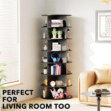 SpaceAid 7 Tier Rotating Shoe Rack Tower, Spinning Shoe Display Lazy Susan, Revolving 360 Shoe Rack Storage Round Carousel, Vertical Handbag Rotate Shoes Closet Organization (7-Tier Black)