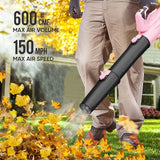 STEELITE 21V Cordless Leaf Blower, 150 MPH 600 CFM High-Performance Airflow, Lightweight Electric Blower for Lawn Care, Patio Cleaning, Leaves & Dust, Includes 2 x 2.0Ah Batteries - Pink