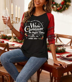 jusgai White Christmas Sweatshirt for Women Crewneck Xmas Tree Graphic Shirt Tee Tops(Black,X-Large)