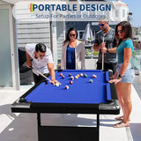 Garvee 7 Billiards Table, Adults Folding Billiards Tables, Portable Pool Table, Pool Tables Set for Family Game Room, Adult Rrec Room, Blue
