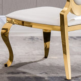 HomVent 68''Gold Faux Marble Dining Table Set with 6 Leather Chair