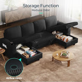 LINSY HOME Sectional Couches for Living Room, 106" U Shape 4 Seats, Black