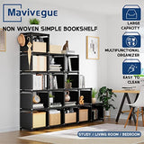 Mavivegue Bookcase, 18-Cube Extra Large Book Shelf, DIY Cube Storage Organizer for Bedroom, Living Room, Home Office - Black