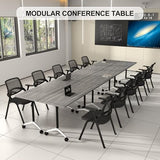 Conference Room Table on Wheels 6 Pack Folding Modern Mobile Conference Table Rectangle Foldable Large Meeting Training Tables