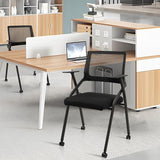 CLATINA Stackable Foldable Conference Room Chairs with Wheels, Portable Padded Office Desk Chair with Lumbar Support