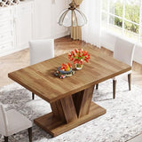 Tribesigns 47-Inch Dining Table for 4, Walnut Brown Kitchen Dinner Table with Heavy Duty Pedestal