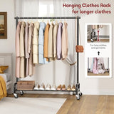 SLEEPING LAMB Heavy Duty Clothing Racks for Hanging Clothes Rack, 43" Wide Rolling Garment Rack Metal Clothing Hanger Rack with Wheels (Black)