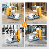 Commercial Traditional Cleaning Janitorial 3-Shelf Cart, 500 Lbs Capacity Housekeeping Cart,