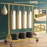 Raybee Heavy Duty Clothes Rack, Gold Clothing Racks for Hanging Heavy Clothes 200+, Rolling Clothing Rack Load 530 LBS, Extendable & Adjustable with Wheels, Gold