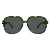 SOJOS Big Trendy Polarized Aviator Sunglasses for Women Men, 80s 90s Retro Square Aviators Sun Glasses SJ2672, Dark Green/Grey