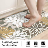 Kitchen Mats for Floor 2PCS Cushioned Anti Fatigue Kitchen Mats Waterproof Non Slip Kitchen Mat Rug Set Comfort Foam Standing Mat for Sink, Laundry, Office,17.3" x 28" + 17.3" x 47", Brown White