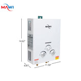 Tankless water heater Gas Propane 1.6GPM VENT FREE 41000 BTU Portable hot water Heater Great for RV & Home outdoors installation - On demand Instant hot water supply - Calentador de agua de Gas White