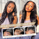 30 Inch Body Wave Lace Front Wigs Human Hair 200% Density Body Wave Human Hair Wig Glueless Wigs Human Hair Pre Plucked with Baby Hair 13x6 Transparent HD Lace Front Wigs Human Hair Natural Black