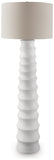 Signature Design By Ashley Veraleigh Floor Lamp with 3-Way Switch, Scalloped Design, Drum Hardback Fabric Shade, Polyresin, 23" W x 23" D x 66" H, White