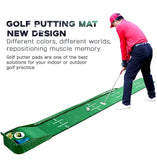 Golf Putting Mat with Water and Bunker Hazards – Extra Long at 9.4 Feet with Automatic Ball Return Ascent