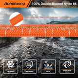 Aomifunny 7/16" x 30ft UHMWPE Tow Rope, 31,200 Lbs Break Strength, Heavy Duty Tow Strap Recovery Kit for ATV, UTV, SUV, Cars（Orange）