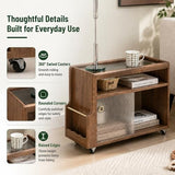 Black Walnut Side Table with Storage, Narrow End Table with Magazine Rack | Premium black walnut wood