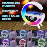 ZFMF Wireless Charging Table Lamp, Multifunctional Bluetooth Speaker & Alarm Clock - LED Bedside Desk Lamp Night Light (White)
