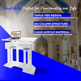 Kingdom Acrylic Lectern or Podium with 6 Column Base and a Wide Middle Shelf with Plenty of Space