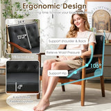Black Leather Accent Chairs Set of 2, Waiting Room Chairs with Wood Arms, Office Guest Arm Chair