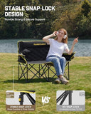 FanttikOutdoor Zeta L11 Duo Pro Double Camping Chair, 2 Person Portable Folding Couch, High Strength Loveseat with Cup Holder & Carry Bag for Travel, Games, BBQ, Backyard, Support up to 600 lbs, Black