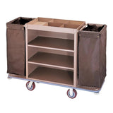 Multifunctional Housekeeping Caddy, Compact Service Trolley, Hotel Cleaning Cart with Removable Canvas Bags & Locking Wheels for Housekeeping Hotels Apartment c