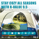Self Inflating Sleeping Pad with Electric Pump for Camping, 3.14"Thick Memory Foam Sleeping Mats, Easy Inflate&Deflate,9.5 R-Value Insulated Camping Mattress with Pillow for Car Travel Tent, Dark Blue