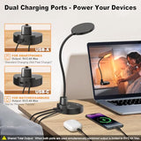 15W LED Desk Lamp with USB Charging Ports – Dimmable Table Lamp with 3 Color Temps, 5 Brightness, 4 Timers, Flexible Gooseneck Light