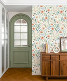 MelunMer Floral Wallpaper Peel and Stick Wallpaper Boho 17.3"x393" Self Adhesive Removable Wall Paper for Bedroom/Bathroom Wildflowers Contact Paper for Cabinets Covering Wall Papers Deco Botanical