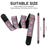 AODSK Guitar Strap Vintage Woven Adjustable,Crafted with Premium Cowhide Leather Ends & 2 Strap Locks, For Bass, Electric & Acoustic Guitars (Pink Paisley)