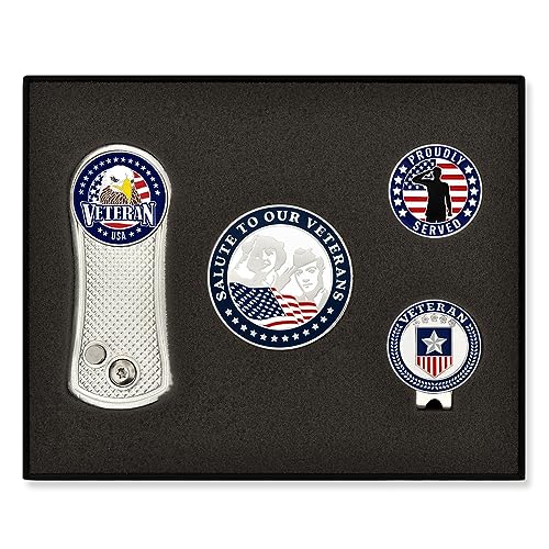 PinMart's Veteran Golf Essentials Gift Set, Golf Divot Tool, Hat Clip, Magnetic Ball Markers + More
