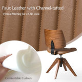HULALA HOME Faux Leather Home Office Chair with Solid Wood Legs