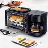 Breakfast Station with Coffee Maker, 1250W Electric 9L Non-Stick Toaster Oven with Frying Pan, Multi-Function Sandwich Maker for Eggs, Bacon, Sausages