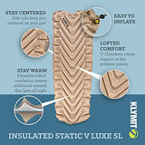 Klymit Insulated Static V Luxe SL Inflatable Sleeping Pad for Camping, Lightweight Hiking and Backpacking Air Bed for Cold Weather, 3.5 Inch Thick