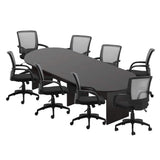 GOF 6FT, 8FT, 10FT Conference Table & Chairs (G10900B) Set, Dark Cherry, Espresso, Artisan Grey