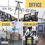 High Boardroom XL Black Aluminum Flip Chart Easel & Presentation Stand - Adjustable Floor/Tabletop